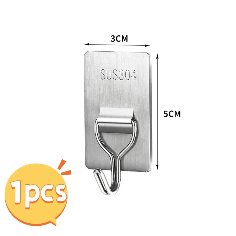 Self-Adhesive 304 Stainless Steel Wall Hooks | Multi-Purpose Adhesive Wall Hooks Richie's 50X30mm 1PCS