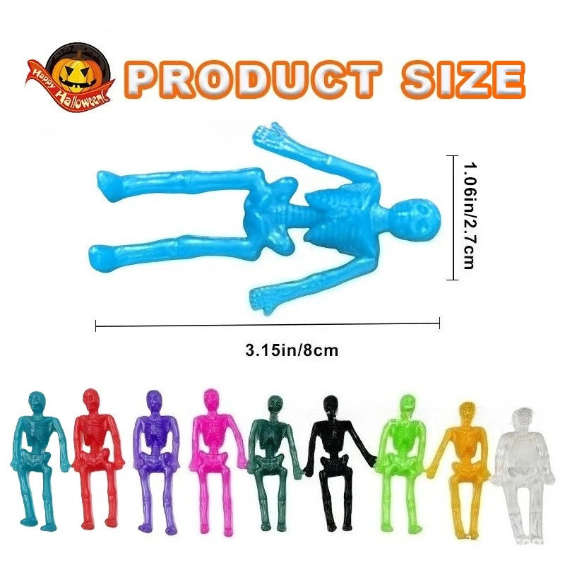 Halloween Stretchy Skeleton Toys – Squishy Skull Party Favors Halloween Novelty Toys Richie's Mixed Color 20pcs