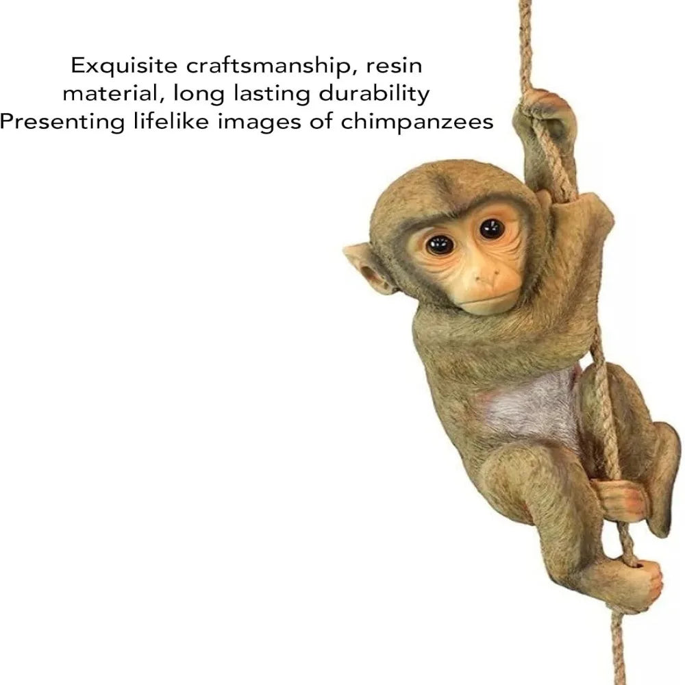 Resin Hanging Monkey Statue with Jute Rope | Garden Figurine Garden Figurine Richie's