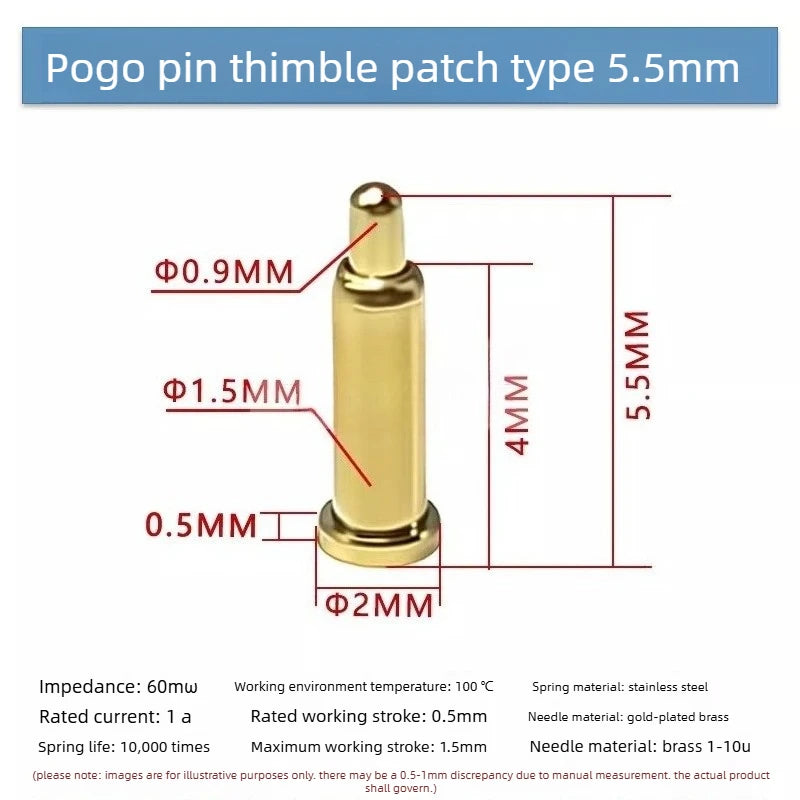 DIP SMD Double Spring PCB Pogo Pin Connectors 20/50/100 Pcs