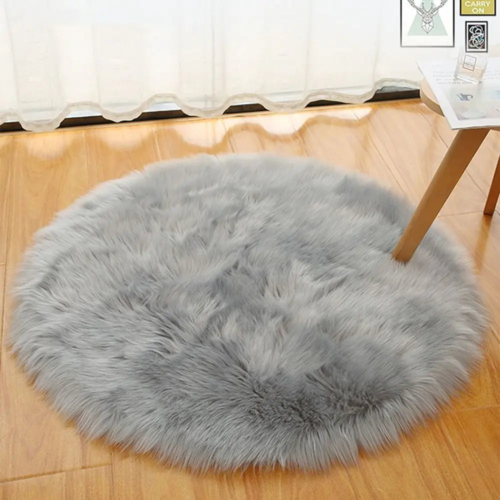 Soft Round Fluffy Rug 30/50/70cm Artificial Wool Chair Mat Round Fluffy Rug Richie's