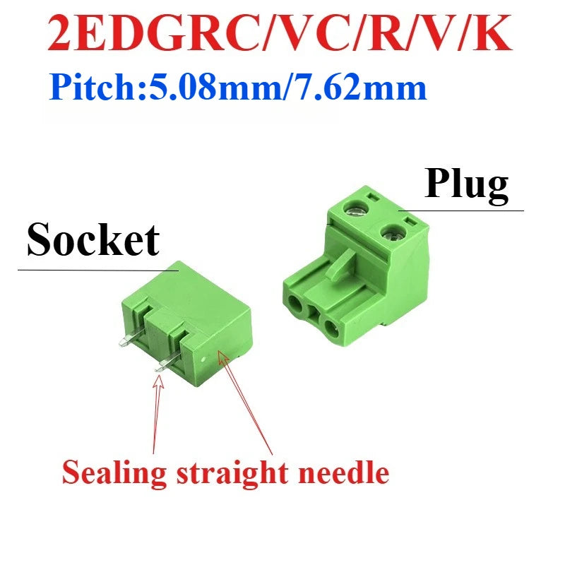 5.08mm 7.62mm PCB Terminal Block 2EDG Male Female Connector Set PCB Terminal Block Richie's