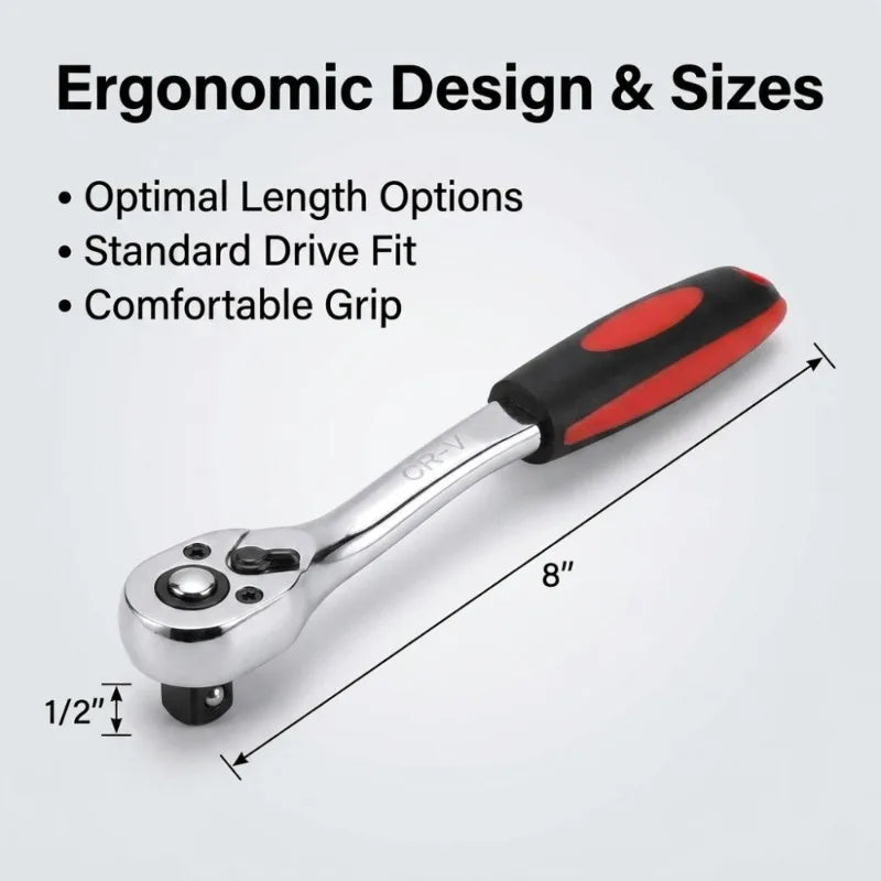 72-Tooth Ratchet Wrench – Two-Way Socket Drive for Car & Bike Ratchet Wrench Richie's