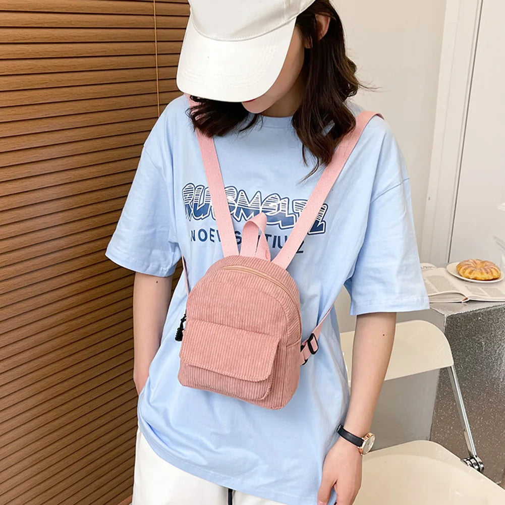 Women's Mini Corduroy Backpack – Casual Small Travel Bag Mini Backpack Richie's