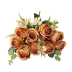 9-Head Multicolor Artificial Rose Bouquet – Bridal & Home Decor Artificial Flower Bouquet Richie's Khaki