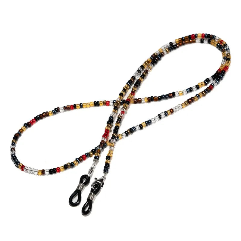 Handmade Beaded Glasses Chain – Non-Slip Unisex Eyeglass Lanyard Eyeglass Chain Lanyard Richie's black