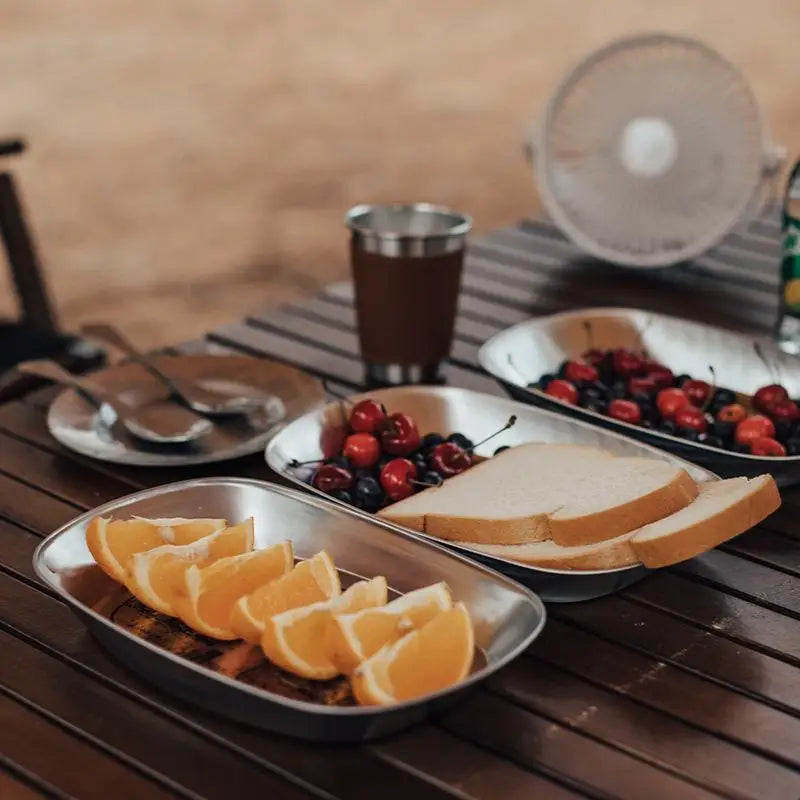 Retro Tinplate Oval Camping Serving Tray – Rust-Proof Outdoor Serving Tray Richie's