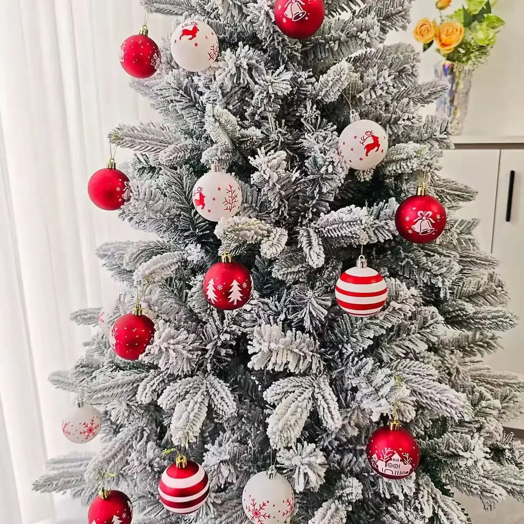 Polka Dot Glitter Christmas Ball Ornament Set – Red & White Christmas Ornament Set Richie's