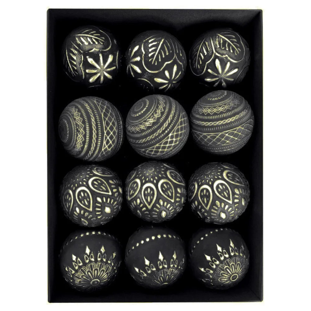 12 Antique-Style Christmas Ball Ornaments – Classic 8cm Baubles Christmas Tree Ornaments Richie's 8 8cm