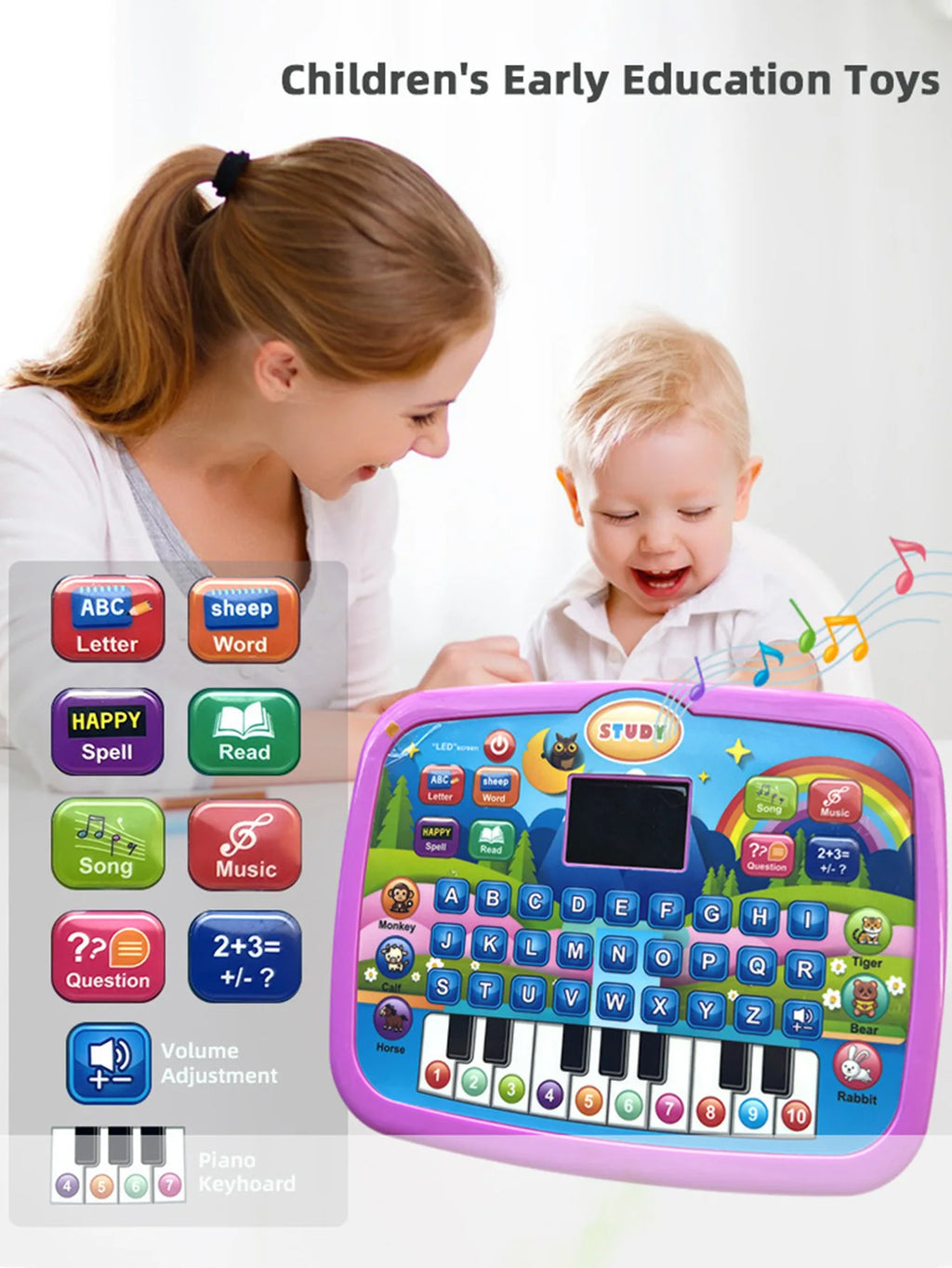 Kids Learning Tablet Toy – Early Education Computer with Music Kids Learning Toy Richie's