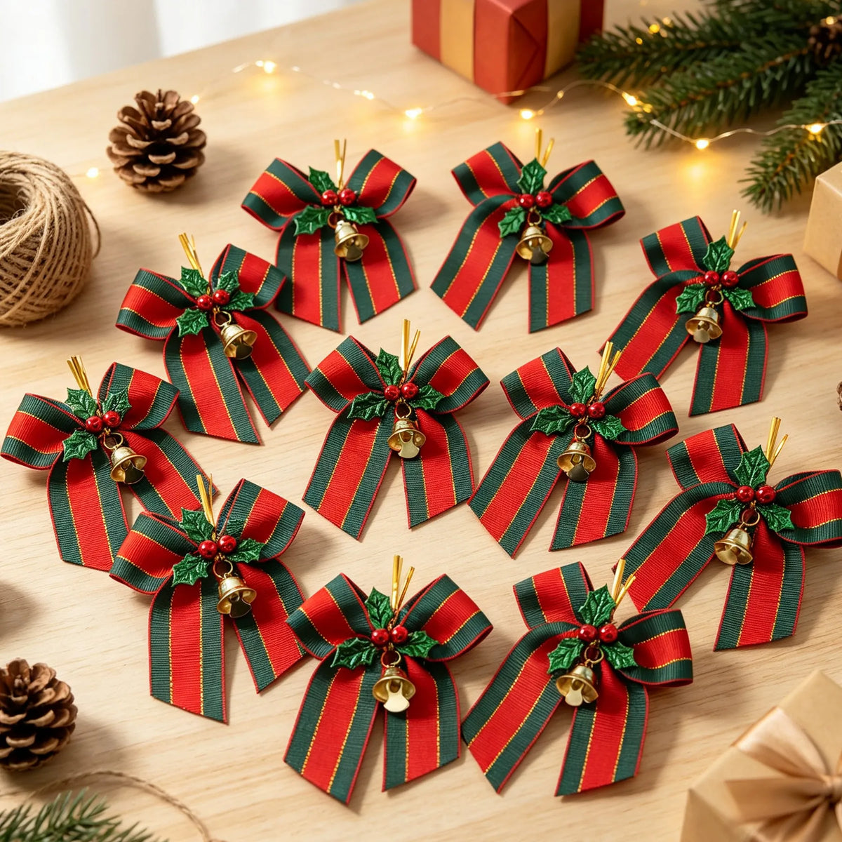 10pcs Christmas Bells with Bows & Ribbons | Tree Ornaments Christmas Bell Ornaments Richie's