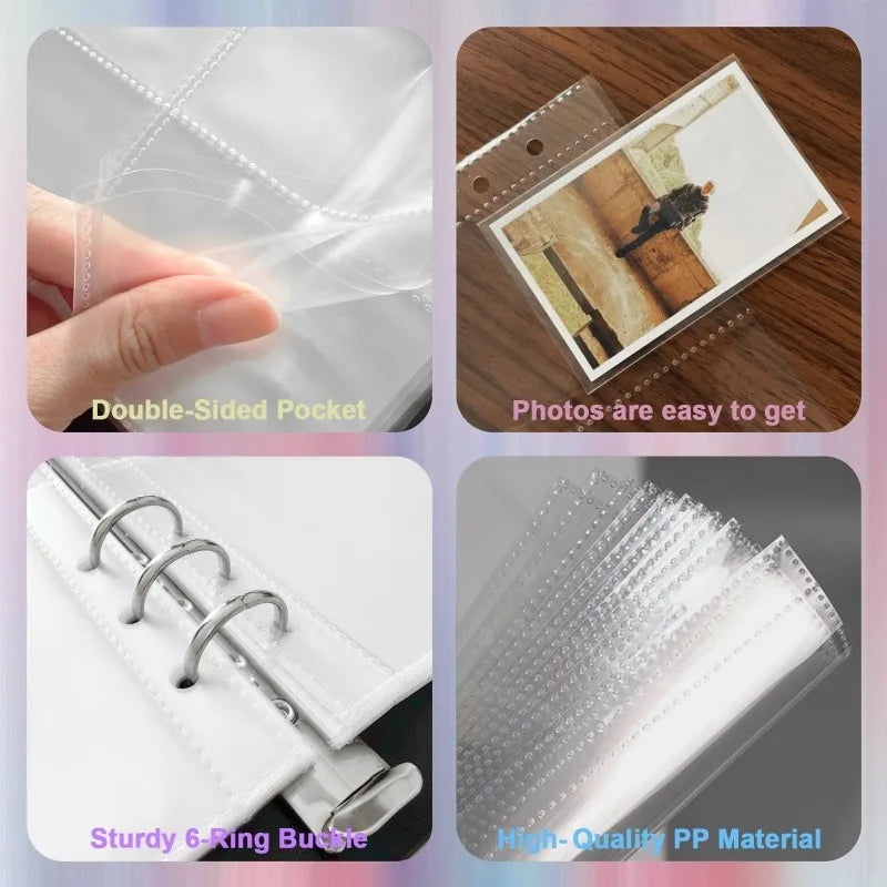 PU Leather 6-Ring Binder Magnetic Closure & Photo Card Sleeves Ring Binder Organizer Richie's