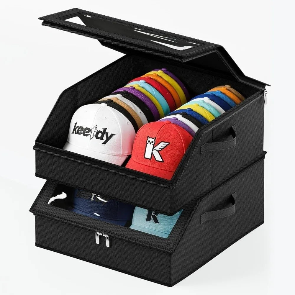 24-Cap Clear Window Hat Storage Box – Stackable Organizer Hat Storage Organizer Richie's