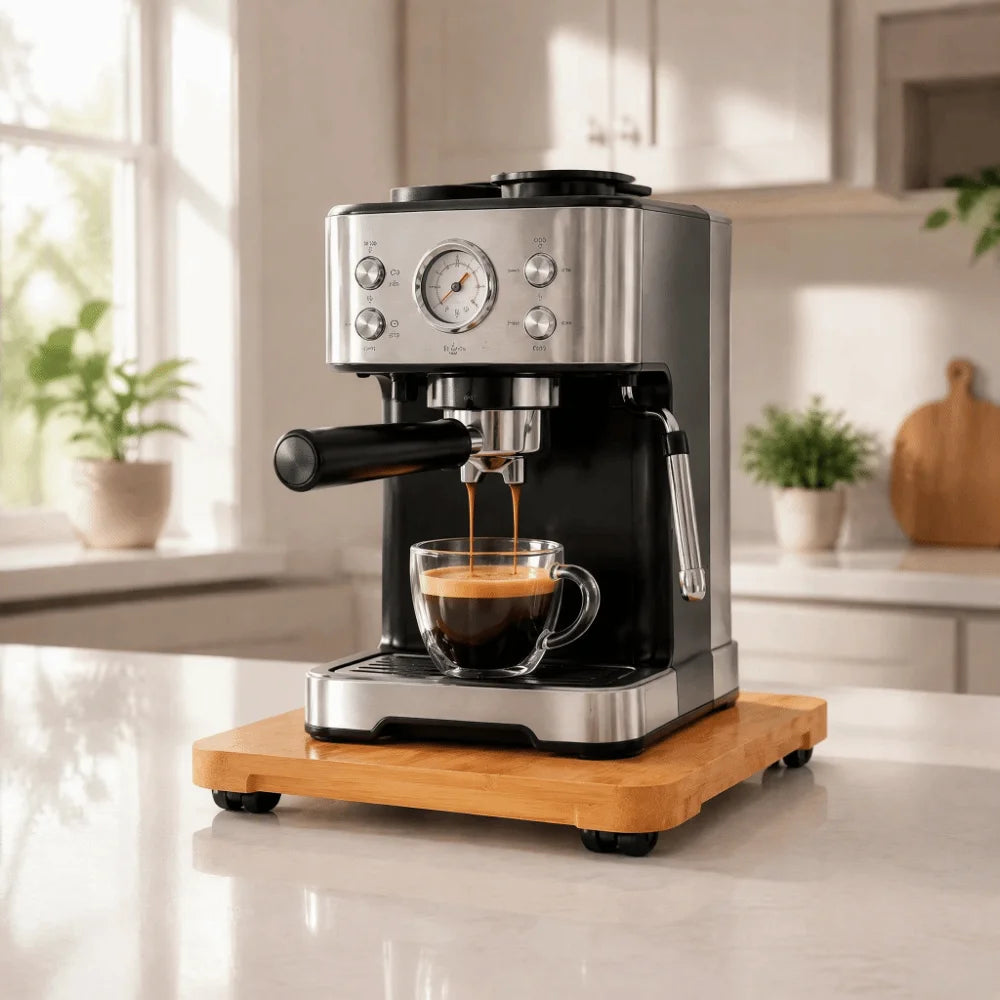 Wooden Sliding Tray for Coffee Machines – Heat Insulating Base Appliance Sliding Tray Richie's