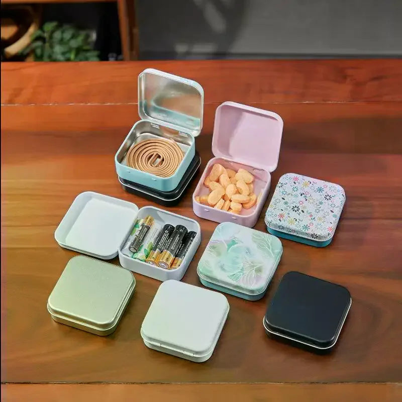 2Pcs Square Metal Storage Tins with Sealed Hinged Lids Metal Storage Tins Richie's