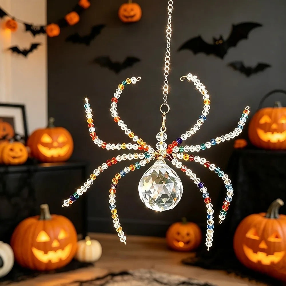 Beaded Spider Hanging Ornament – Crystal Faceted Halloween Décor Halloween Hanging Ornament Richie's