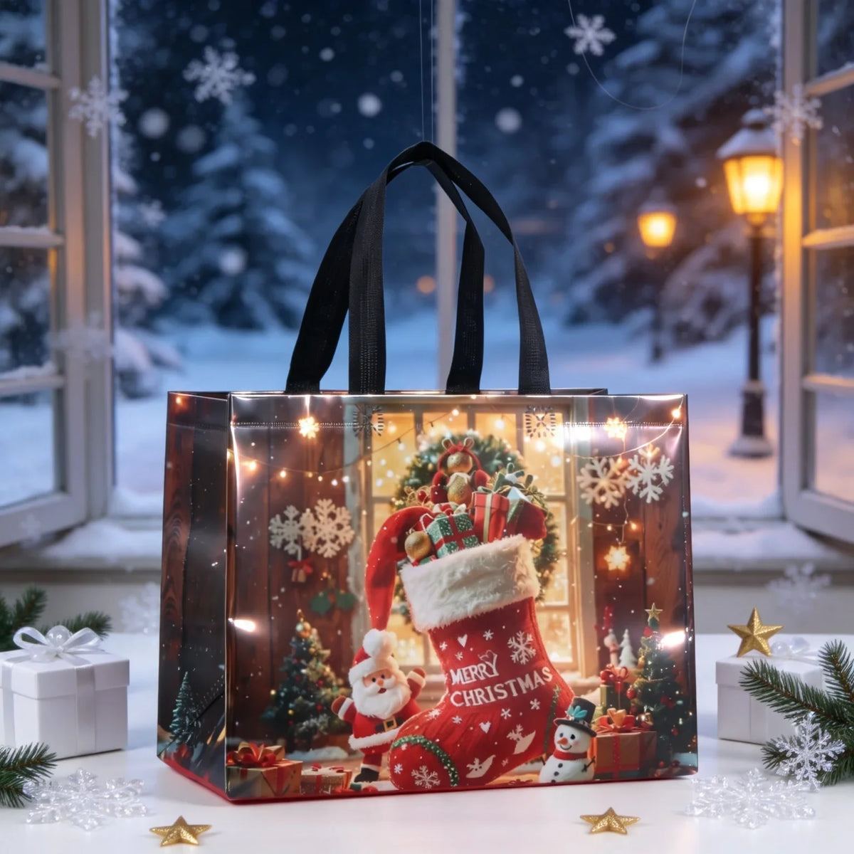 6 Large Christmas Gift Bags Non-Woven Reusable Holiday Totes Christmas Gift Bags Richie's
