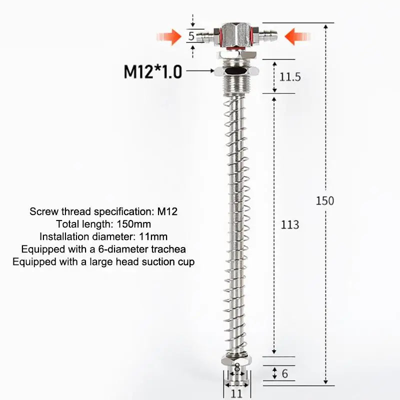 Robotic Arm Suction Cup M12/M10 T-Shape Spring Buffer Sucker Rod Industrial Suction Cup Richie's M12 150cm