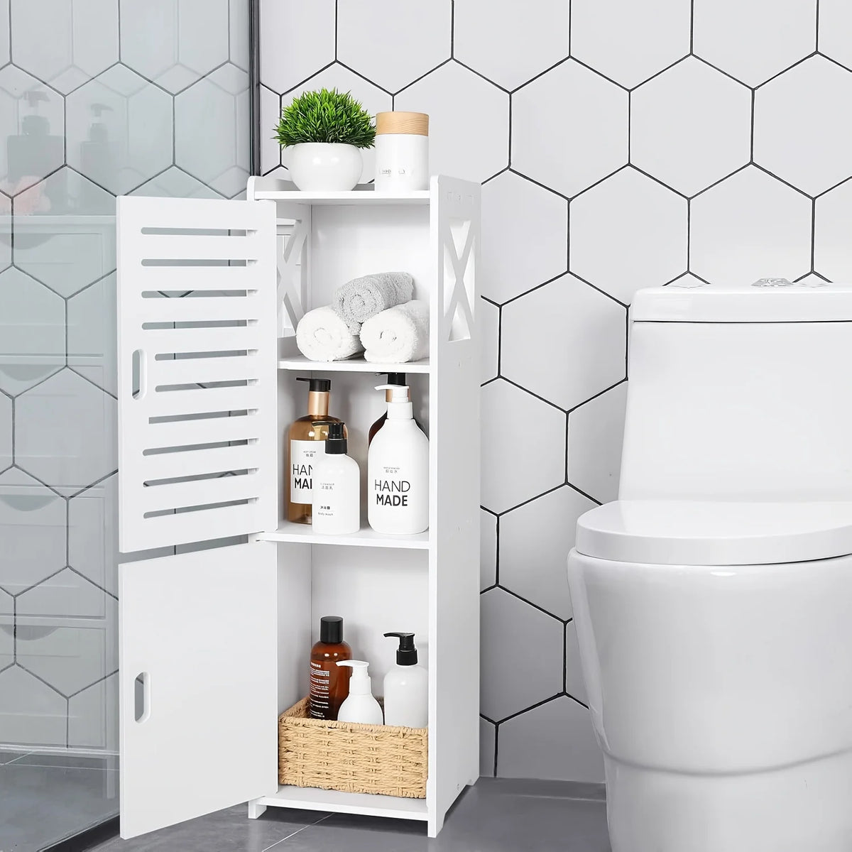 Tall Narrow PVC Bathroom Storage Cabinet | Corner Floor Rack Bathroom Storage Cabinet Richie's
