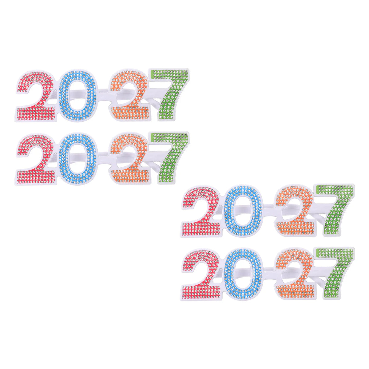 4Pcs 2027 New Year Party Glasses Rhinestone Photo Booth Props Party Photo Props Richie's