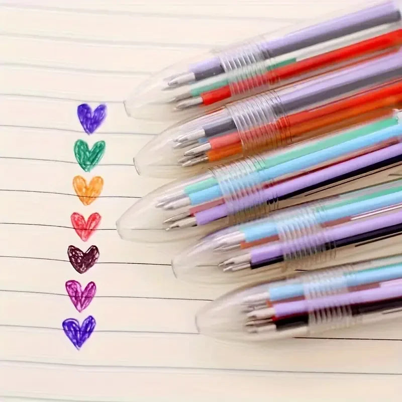 4-Pack Six-Color Transparent Ballpoint Pens – School Supplies Ballpoint Pen Set Richie's