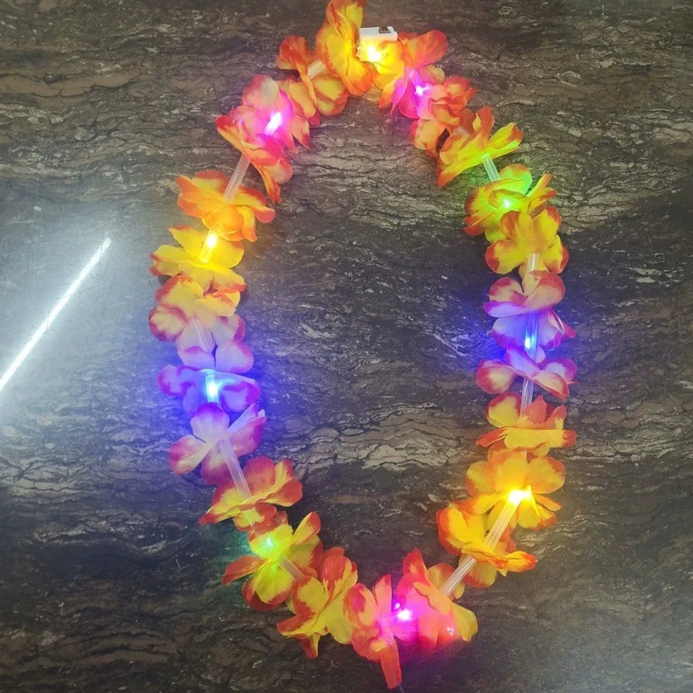 Bohemian Multicolor LED Hawaii Flower Lei Silk Petal Party Wreath Costume Accessory Richie's Multicolor 3