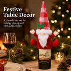 Christmas Gnome Knit Wine Bottle Cover | Holly Berry Xmas Decor Wine Bottle Cover Richie's 25x19cm