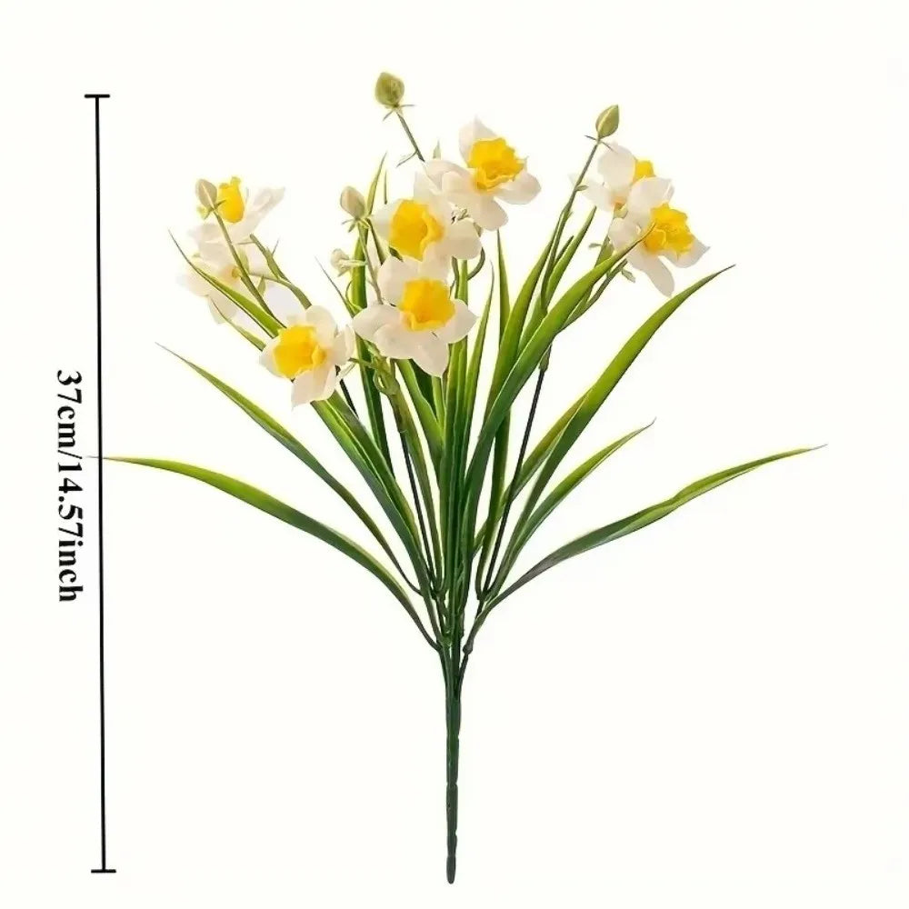 10-Head Yellow Artificial Daffodils – Realistic Faux Floral Decor Artificial Flowers Richie's