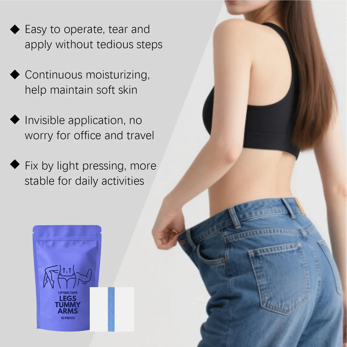 10-Piece Invisible Body Lift Tape – Sweatproof Slimming Pads Body Shaping Tape Richie's