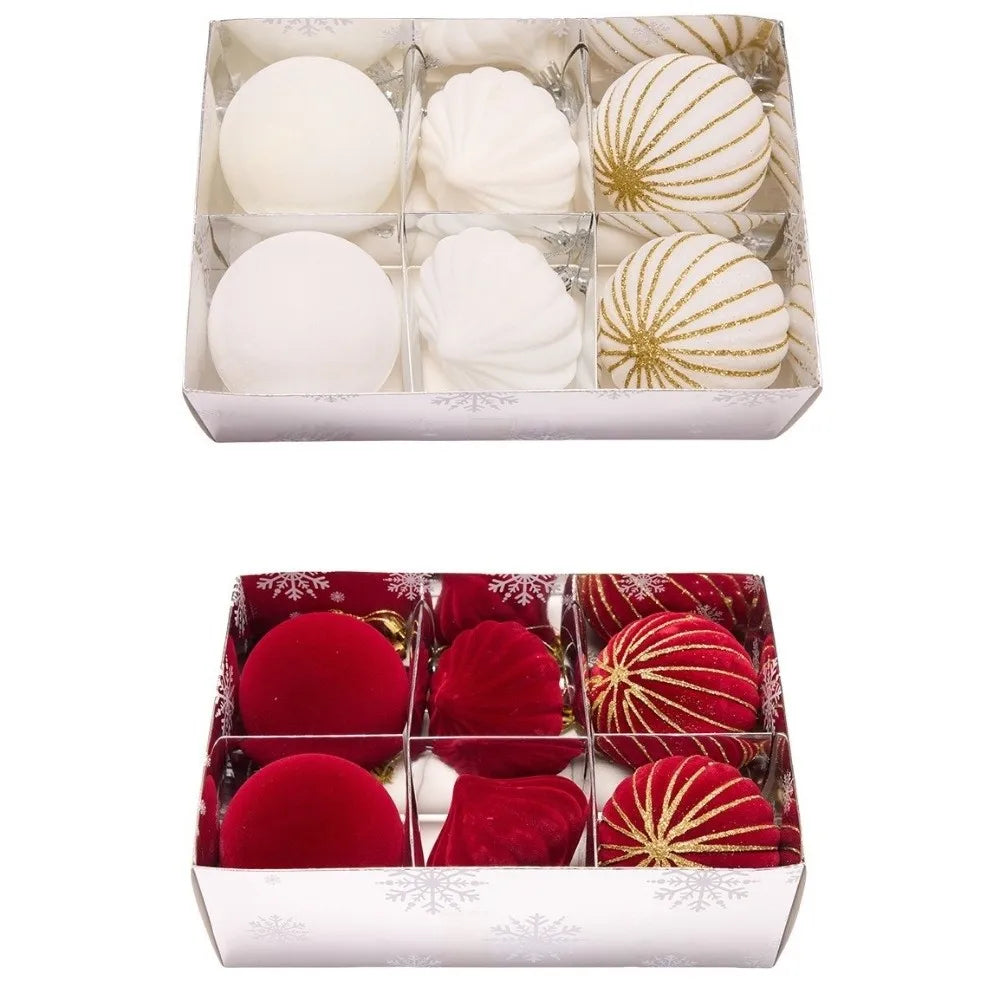 6-Pack 8CM Velvet Flocked Christmas Ball Ornaments | DIY Decor Christmas Ball Ornaments Richie's