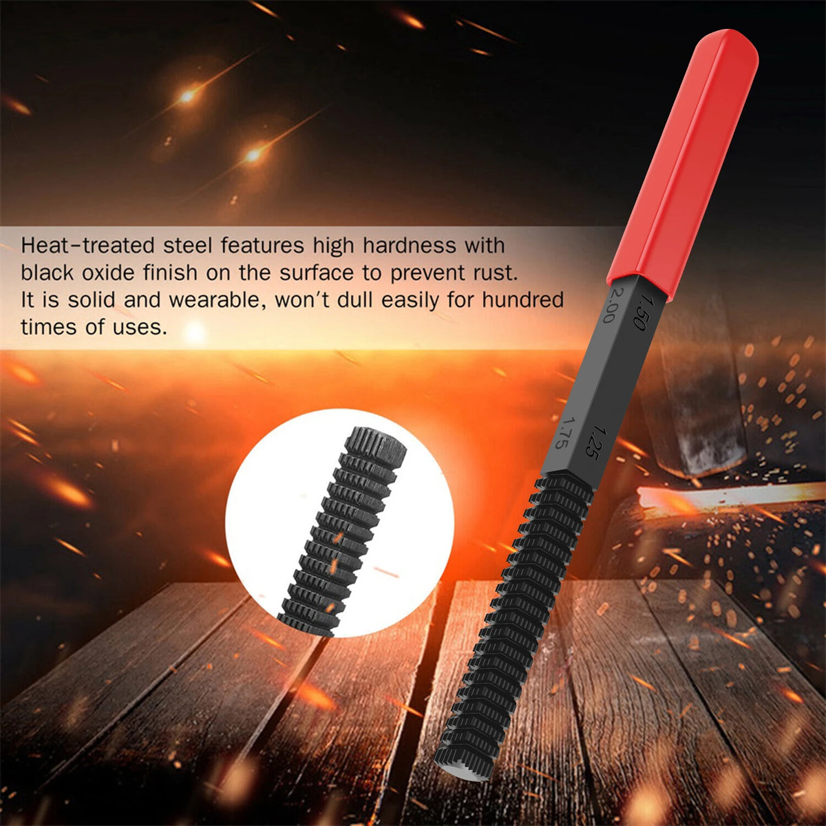 Toorise Metric Thread Repair File – 8-Pitch Steel Restorer Thread Repair File Richie's