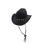 Adjustable Pet Cowboy Hat for Cats & Small Dogs | Summer Pet Costume Hat Richie's black-star