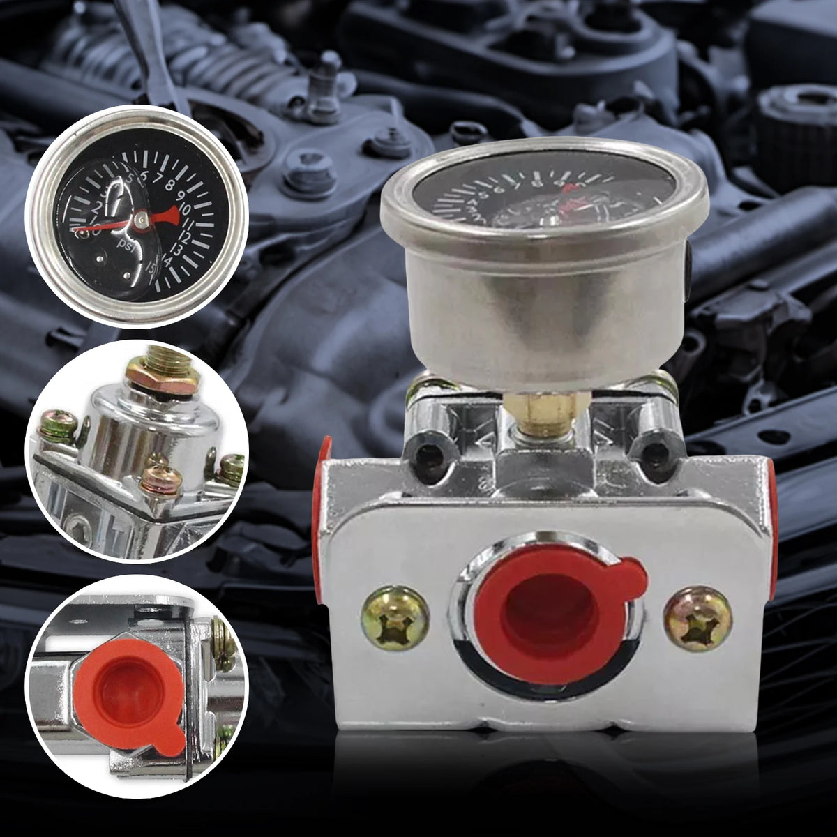 Adjustable Carburetor Fuel Pressure Regulator Kit 1-4 PSI 12-804 Fuel Pressure Regulator Richie's