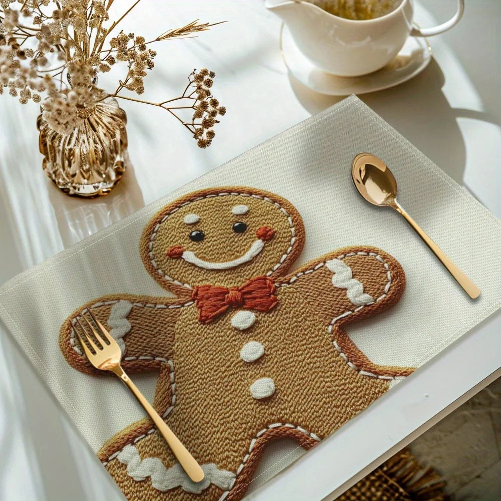 Christmas Gingerbread Man Placemats – Washable, Set of 1-2 Holiday Placemats Richie's 1PC 30X45 cm