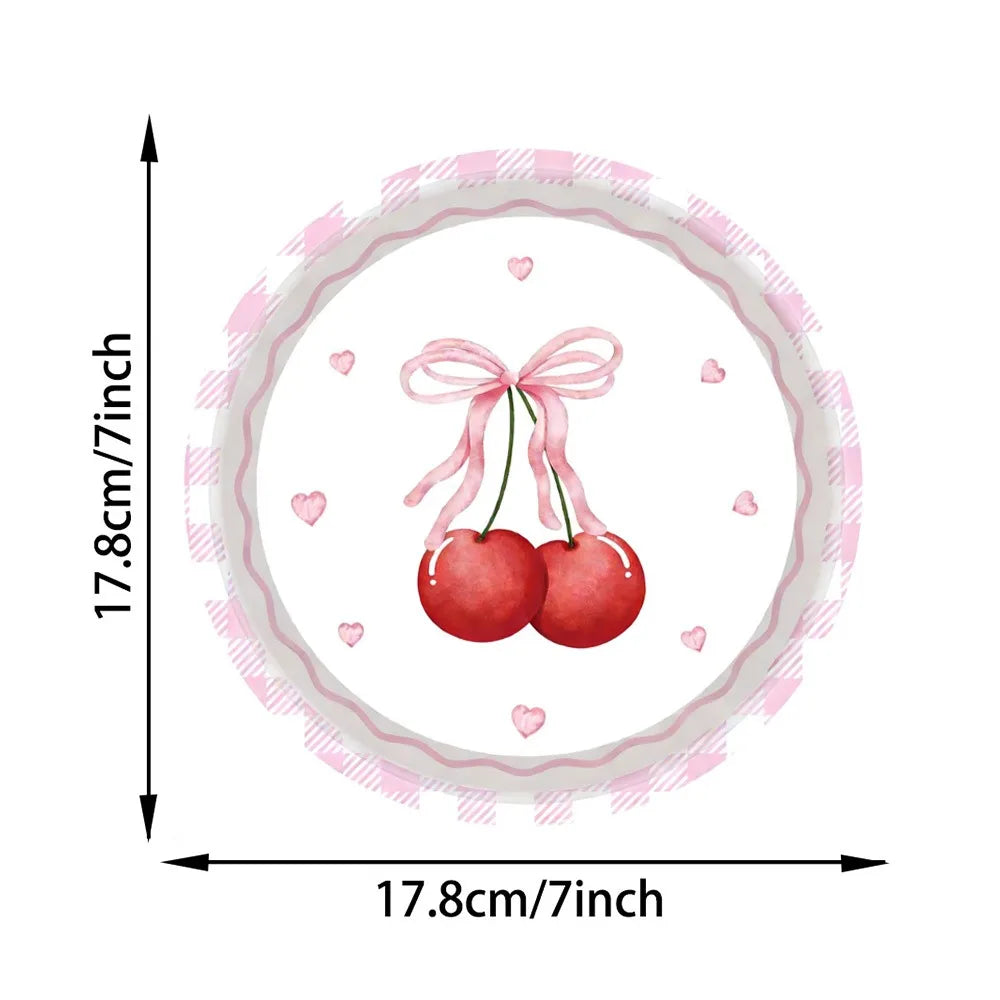 10pcs Pink Cherry Disposable Paper Plates 7 Inch Party Disposable Paper Plates Richie's Type H