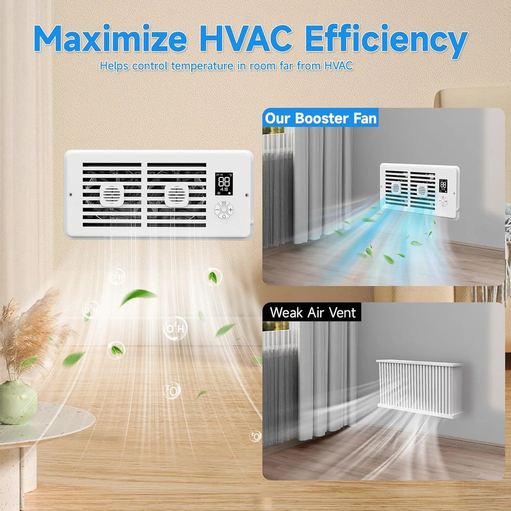 4x10" Smart Register Booster Fan with Remote & Thermostat Control HVAC Vent Booster Fan Richie's