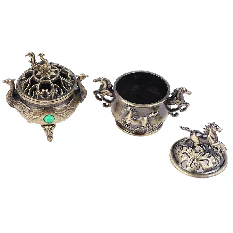 Chinese Style Alloy Incense Burner Bowl with Handle | Yoga Decor Incense Burner Richie's