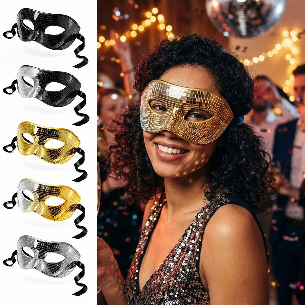 Glitter Mirror Masquerade Eye Mask | Mardi Gras Cosplay Masquerade Eye Mask Richie's