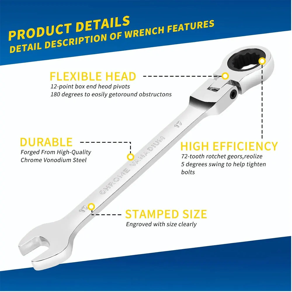 Adjustable Ratchet Wrench 6mm–24mm | Chromium-Vanadium Tool Ratchet Wrench Richie's