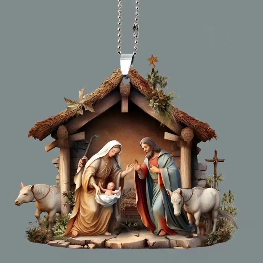 Acrylic Nativity Scene Christmas Pendant – Double Sided Ornament Christmas Ornament Richie's 07