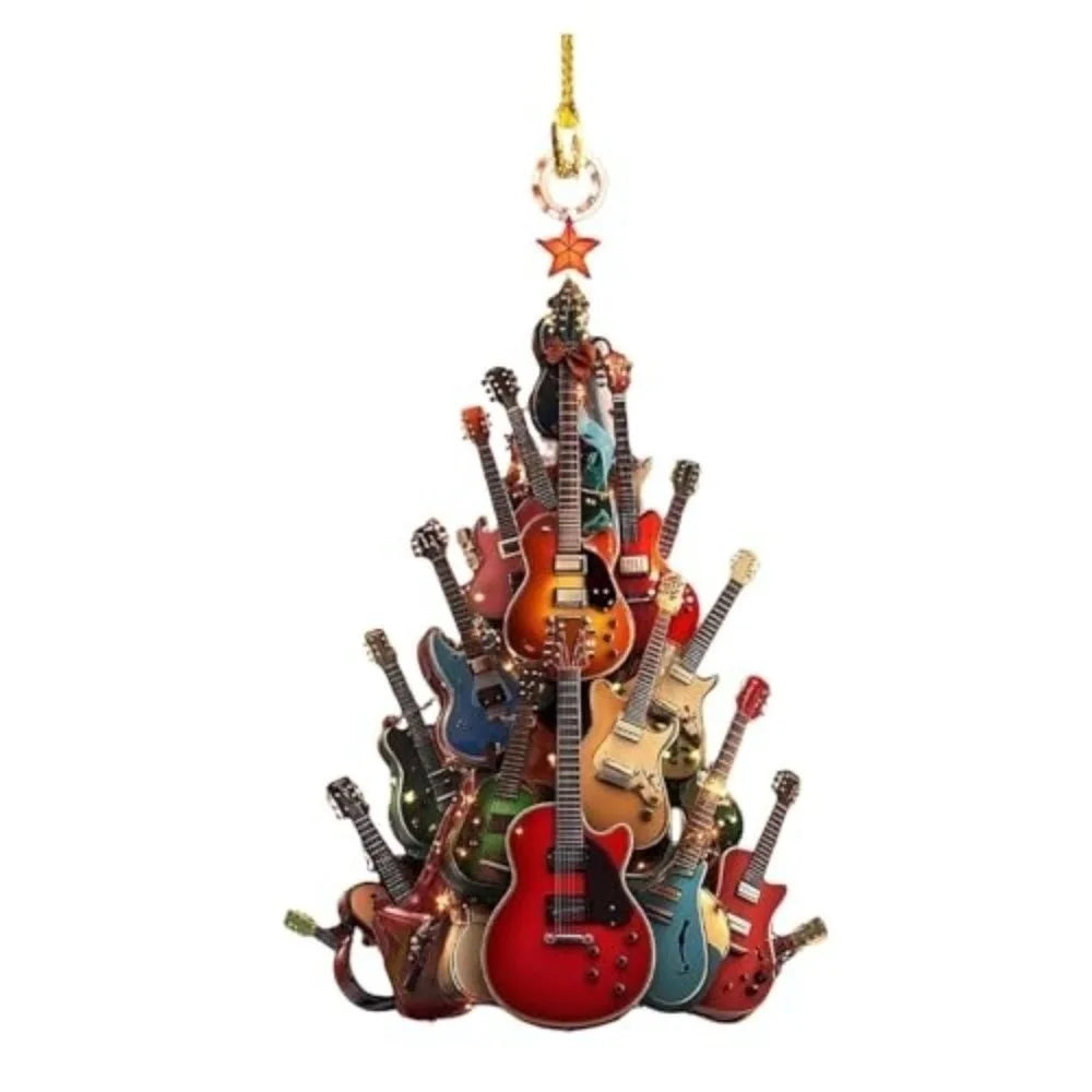Acrylic Guitar Christmas Ornament | Music Theme Xmas Tree Decor Christmas Ornament Richie's Deep Sapphire