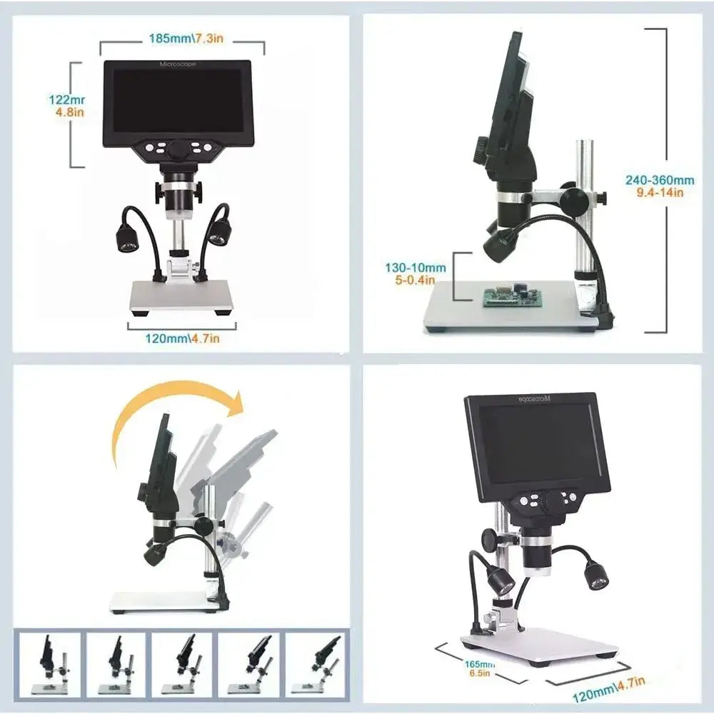 7" HD LCD Digital Microscope 12MP 1200X – Soldering & Repair Digital Microscope Richie's