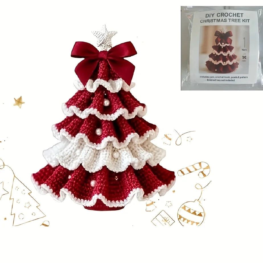 Crochet Christmas Tree Kit – Handmade Holiday Decoration Holiday Decoration Kit Richie's white-red 1pc