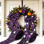 2pcs Purple Halloween Plaid Wire Wreath Ribbon – DIY Bows Craft Wreath Ribbon Richie's