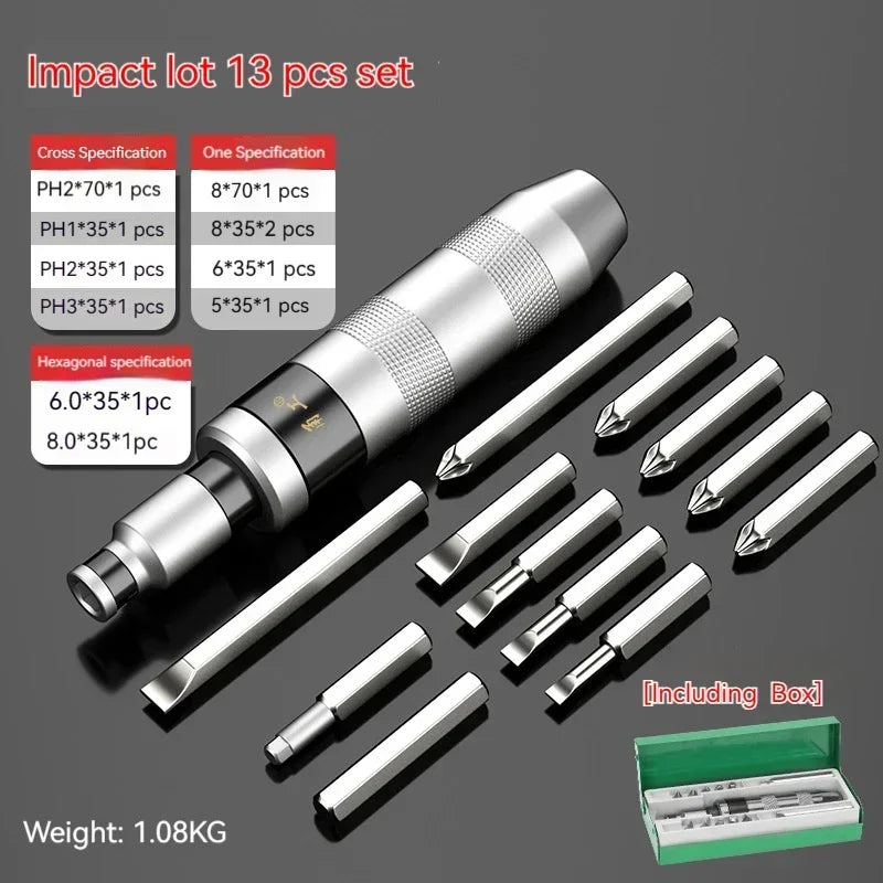 7/13 PCS Manual Reversible Impact Driver Set – Stainless Steel Impact Driver Set Richie's