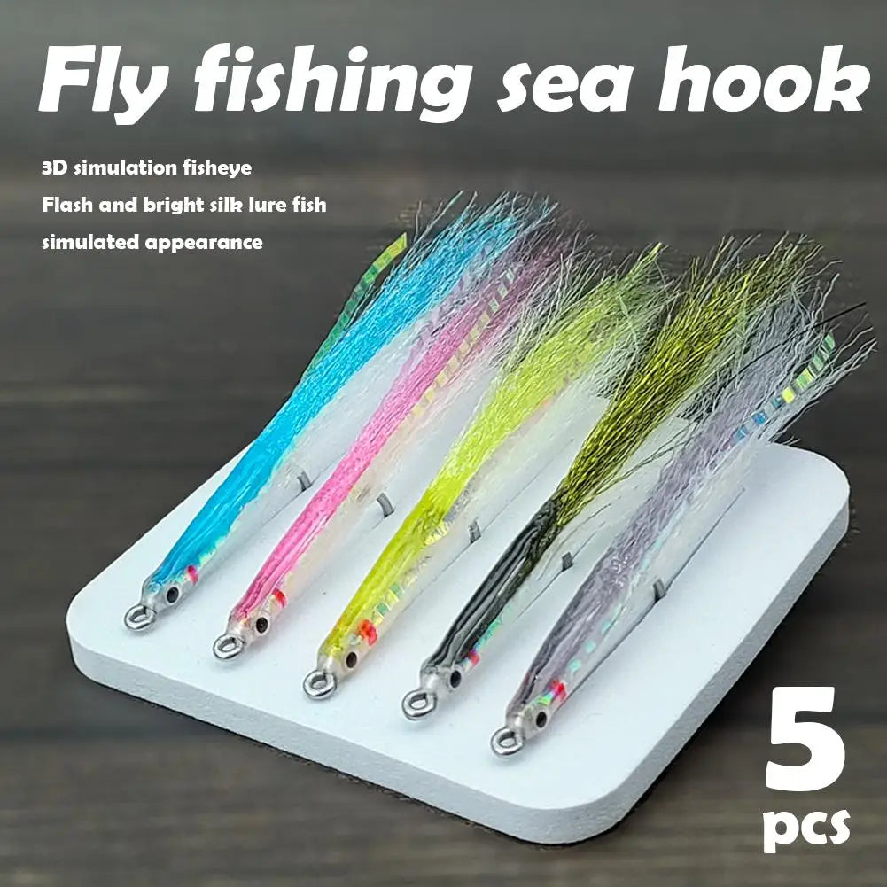 5pcs Surf Candy Sand Eel Fly Lures – Saltwater Fishing Set Fly Fishing Lures Richie's