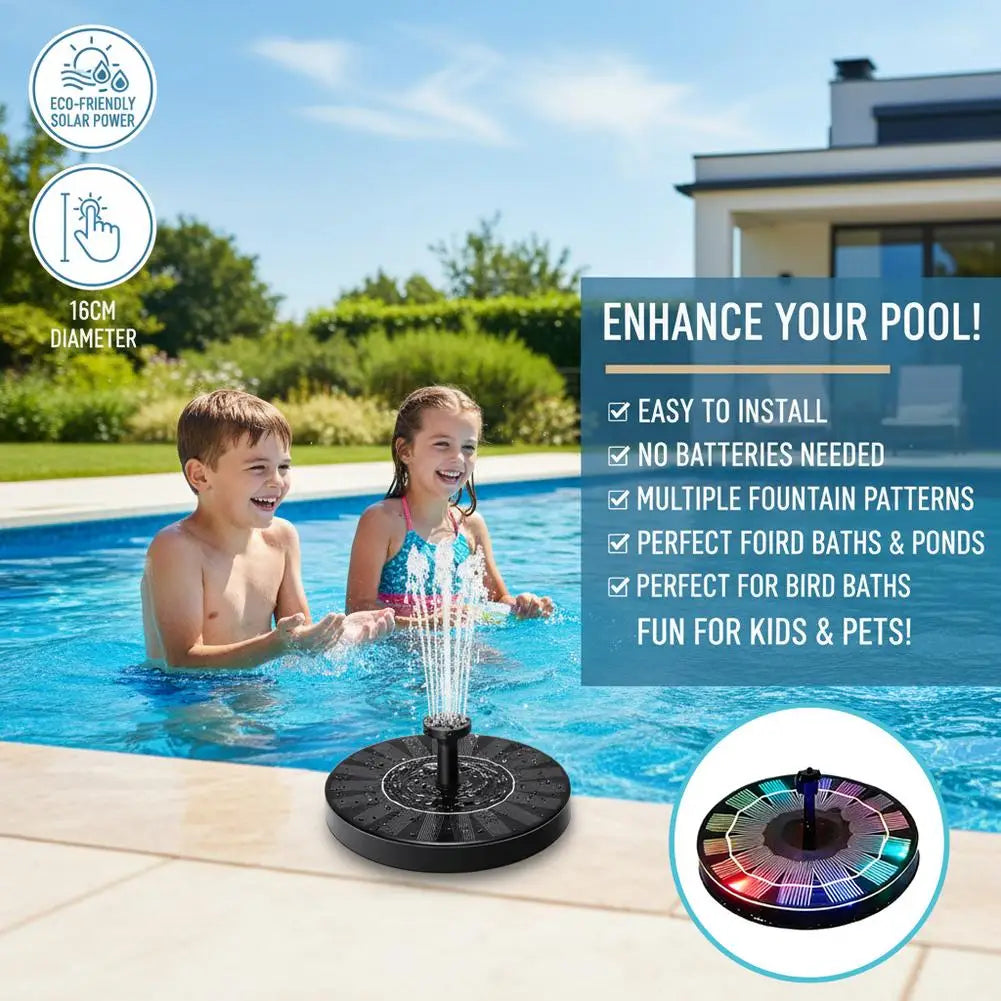 Solar Fountain Pump RGB LED Light – Pond, Bird Bath & Pool Solar Fountain Pump Richie's