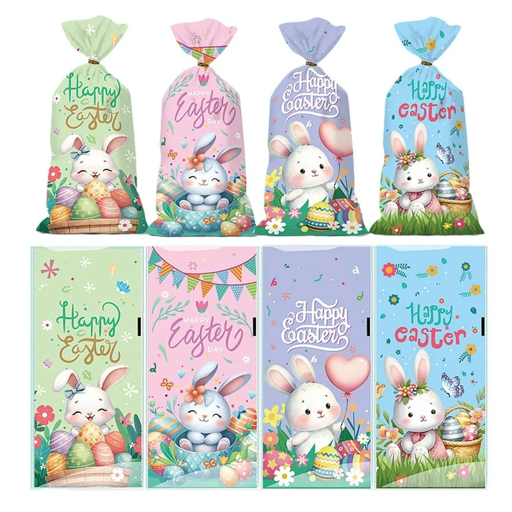 50PCS Easter Gift Bags – Multicolor Rabbit Candy & Cookie Pouches Easter Party Bags Richie's 1 5x5x5cm