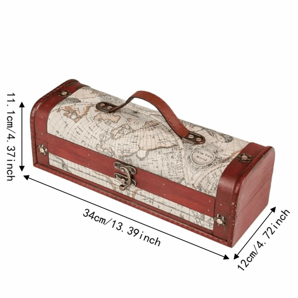 Wooden Wine Bottle Box – Antique Map Vintage Storage Case Wine Bottle Box Richie's