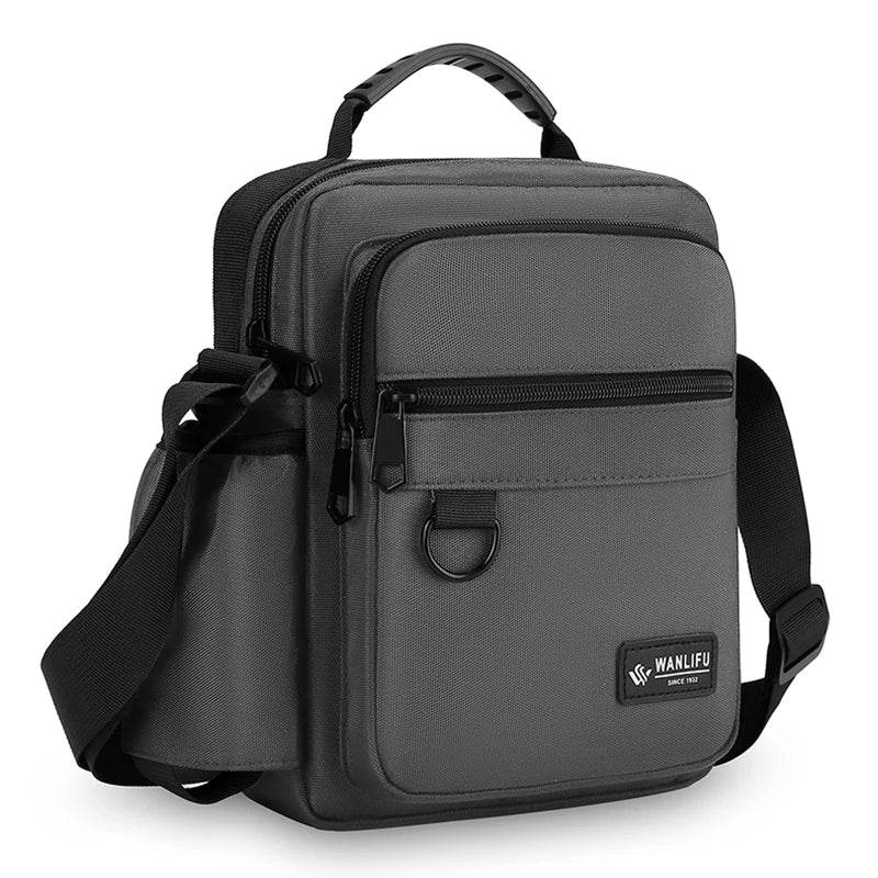 Men's Oxford Crossbody Bag – Shoulder Bag with Bottle Pocket Men's Crossbody Bag Richie's grey 20cmX26cmX6cm